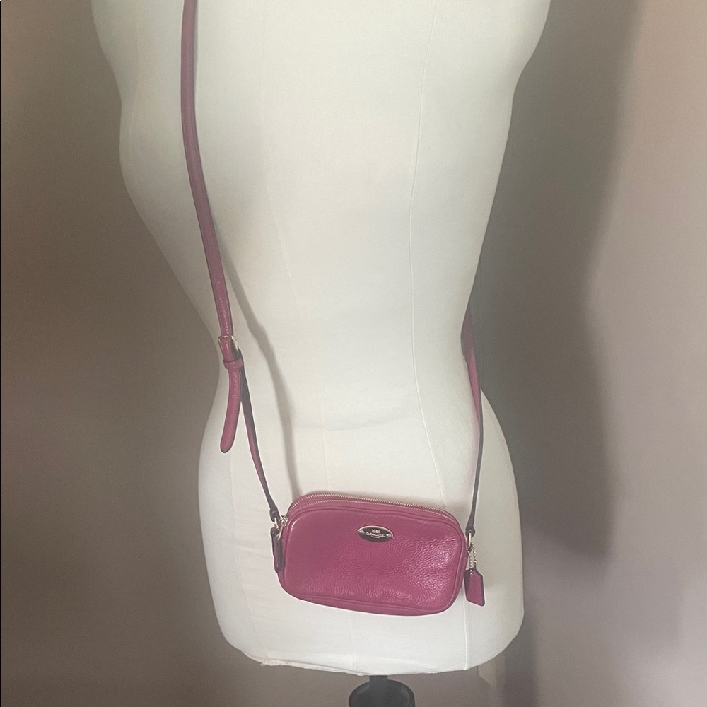 Coach Pebbled Leather Crossbody Bag in Raspberry Pink